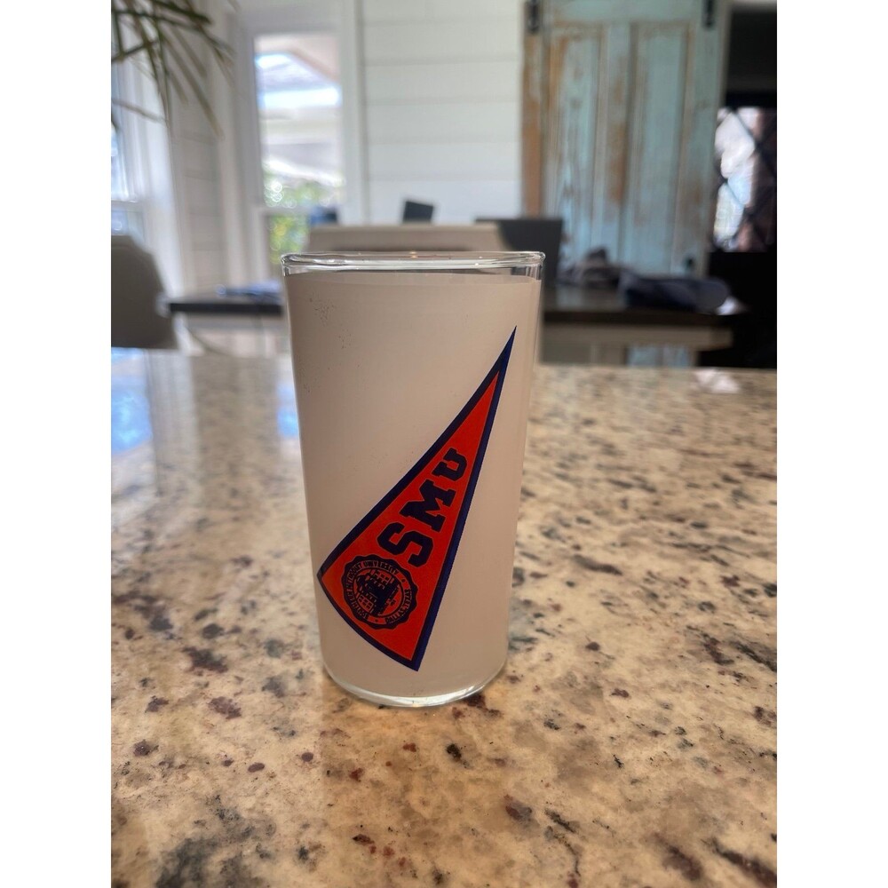 VTG 60s SMU Mustangs Southern Methodist frosted glass cup